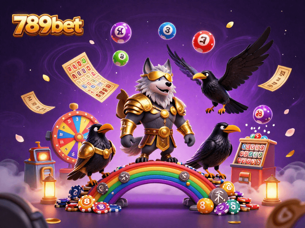 Join the adventure at 789bet with Odin and his ravens amidst a vibrant casino scene.