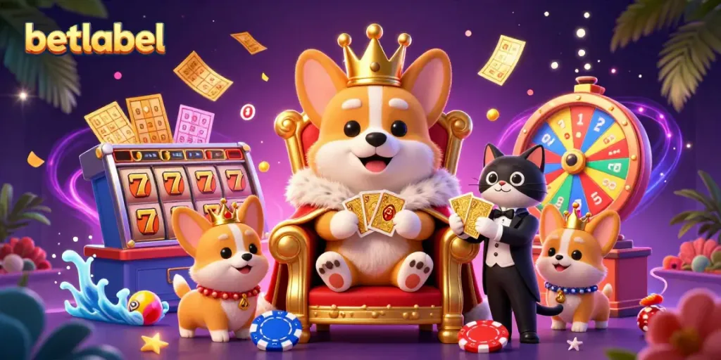 Experience the excitement of betting with betlabel's vibrant casino illustration full of dynamic game elements.
