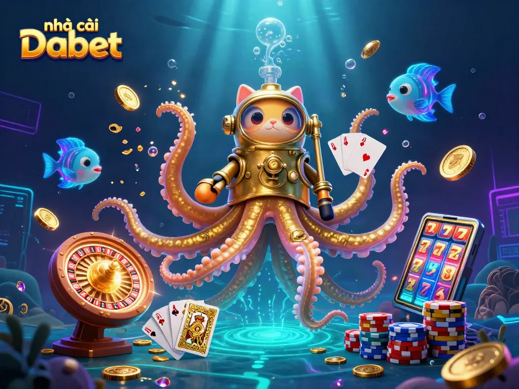 Experience the thrill of nhà cái Dabet with vibrant underwater gaming elements and unique characters.