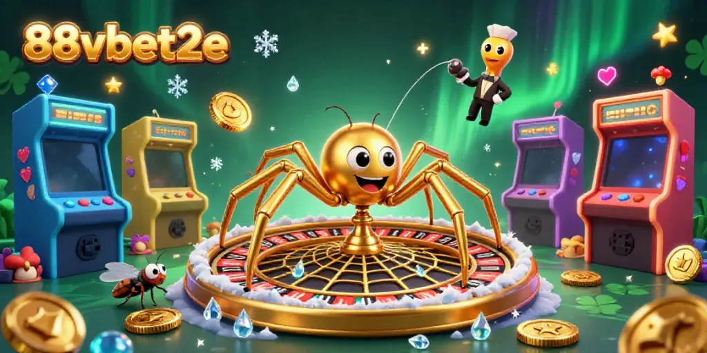 Experience the thrill of betting with 88vbet2e, featuring a golden spider roulette scene that captivates players.