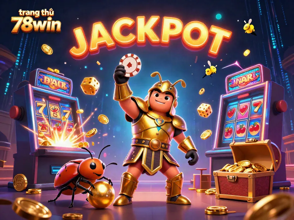 Celebrate big wins at trang chủ 78win with an energetic illustration of characters and casino elements.