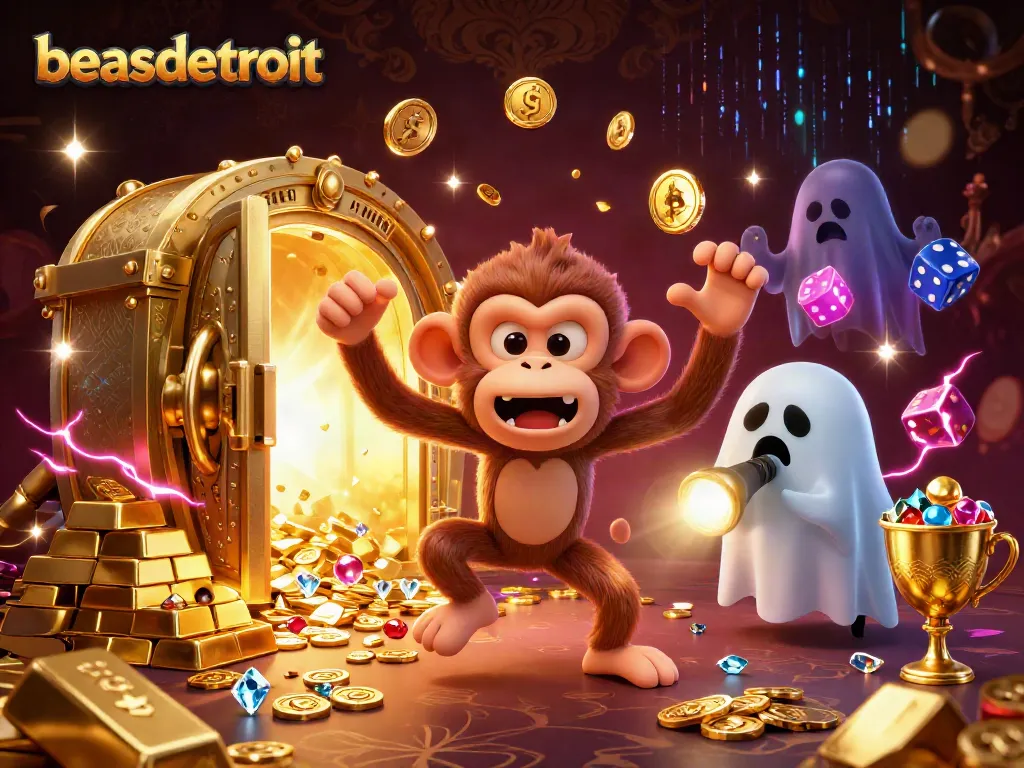 Experience thrilling gameplay with beasdetroit as ghostly characters juggle golden casino treasures!