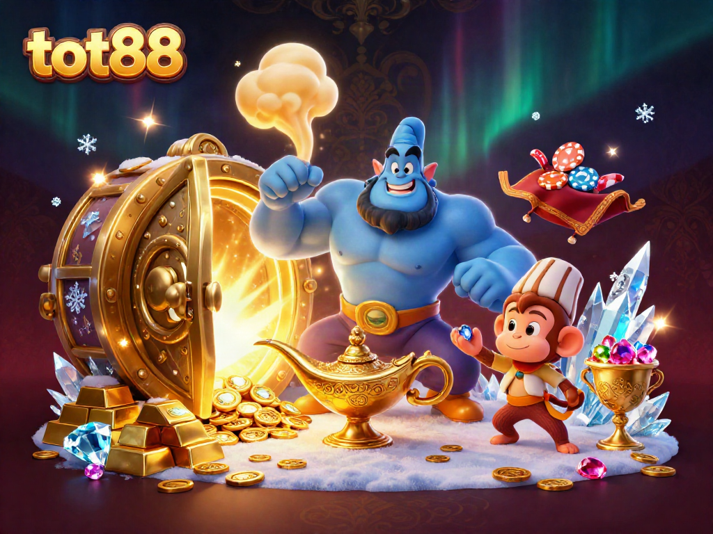 Experience excitement with tot88's magical casino world featuring animated characters and treasure.
