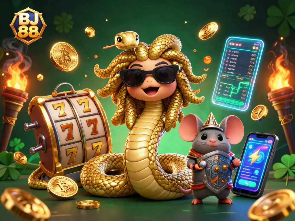Experience thrilling gaming adventures at BJ 88 with colorful casino elements and 3D characters.